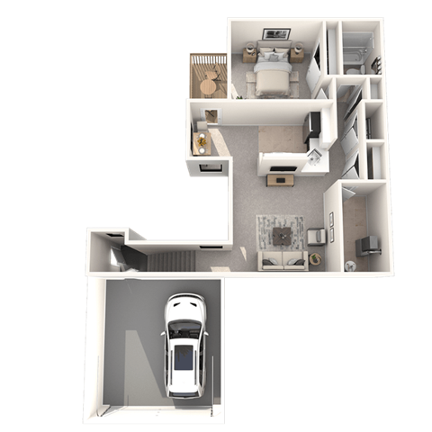 Floor plan for 1 bed, 1 bath, 1030 sqft